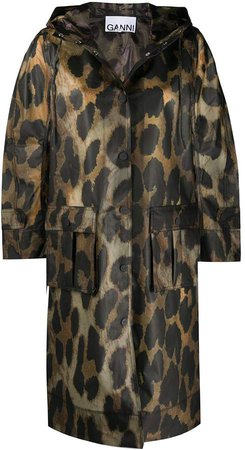 leopard print hooded coat