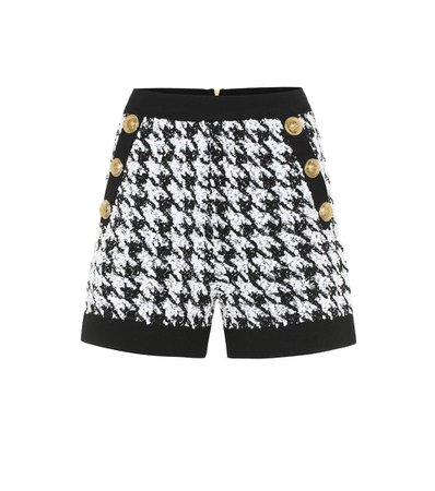 balmain black and white houndstooth tweed shorts - Google Search