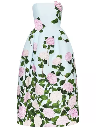 Oscar De La Renta floral-print Strapless Dress - Farfetch