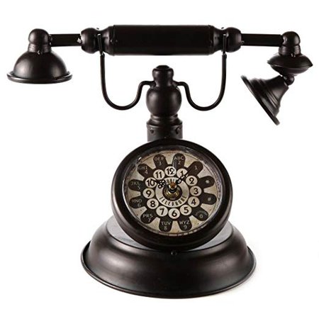 Lily's Home Old Fashioned Rotary Telephone Clock, Makes ann Excellent Accent Piece for Any Room, Black: Home & Kitchen