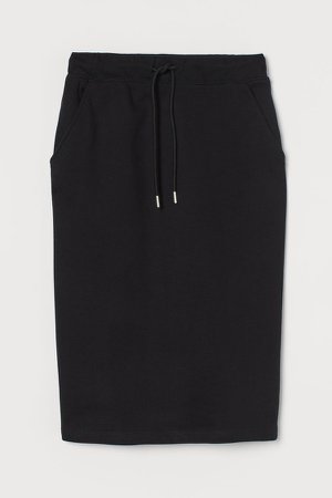 Cotton Sweatshirt Skirt - Black