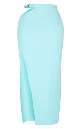 Shape Bright Blue Woven Trim Detail Cut Out Midi Skirt | PrettyLittleThing USA