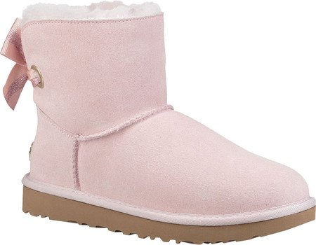 Womens UGG Customizable Bailey Bow Mini Bootie - Seashell Pink Suede - FREE Shipping & Exchanges