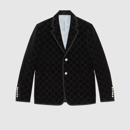 Black RTW Palma GG velvet jacket | GUCCI® US
