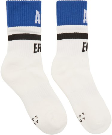ADER error: White Double Logo Socks | SSENSE