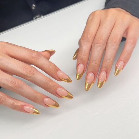 gold French nails