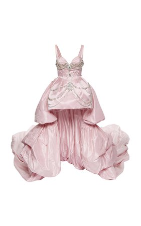 Prabal Gurung Pink Chandelier Crystal Silk Strapless Gown