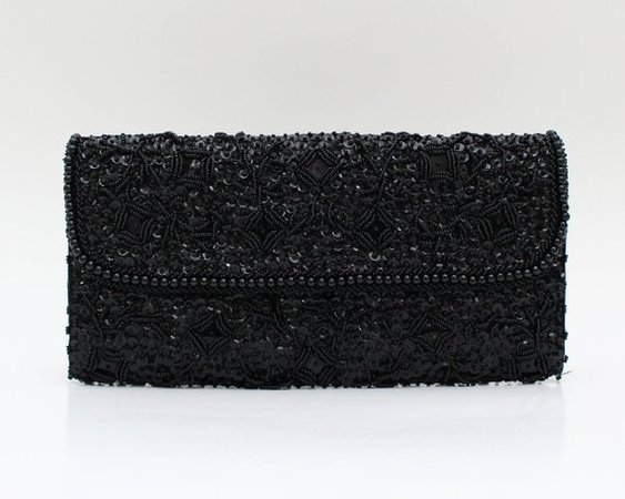 60s Black Beaded Sequin Clutch Vintage 1960s Evening Bag | Etsy