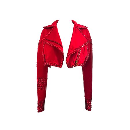 Dolce & Gabbana Red Crystal Crop Jacket