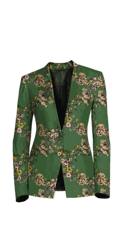 Green floral jacquard no-lapels Blazer $249 | Sumissura