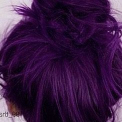 purple ~vibrant~ hair in messy bun