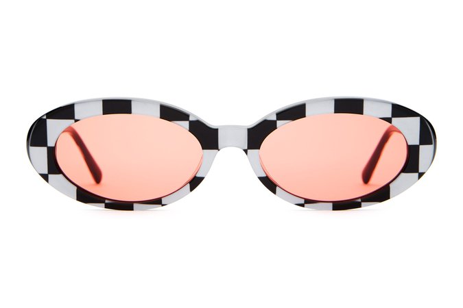 Crap® Eyewear | The Sweet Leaf Silver Checkerboard Oval Sunglasses