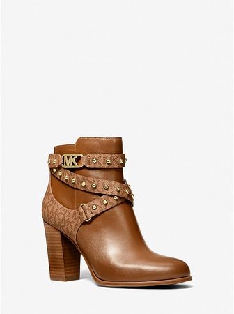 Kincaid Leather And Studded Logo Ankle Boot | Michael Kors