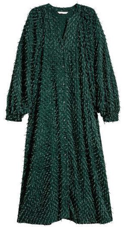 Textured-weave Dress - Green