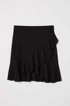 Flounced Jersey Skirt - Black