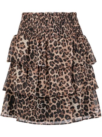 Shop brown LIU JO leopard ruffle skirt with Express Delivery - Farfetch