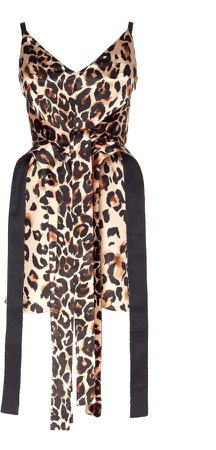 Leopard Print Satin Dress