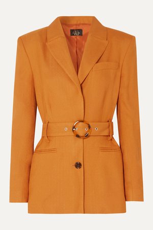 Orange Hawkins belted woven blazer | De La Vali | NET-A-PORTER