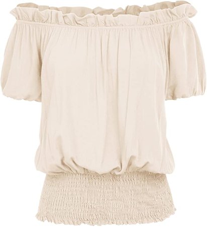 Amazon.com: Kate Kasin Womens Renaissance Peasant Shirt Off Shoulder Boho Smocked Blouse Top: Clothing