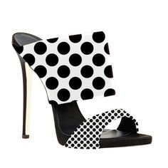 Black and White Stiletto Heels Mule Polka Dots heels