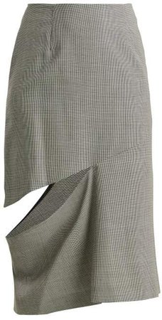 Houndstooth Cut Out Skirt - Womens - Grey