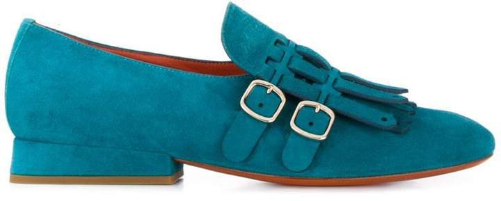 double buckle fringe loafers