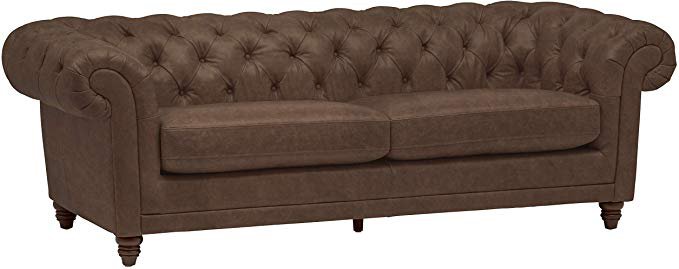 Amazon.com: Stone & Beam Bradbury Chesterfield Modern Tufted Leather Couch, 92.9"W, Cognac: Kitchen & Dining