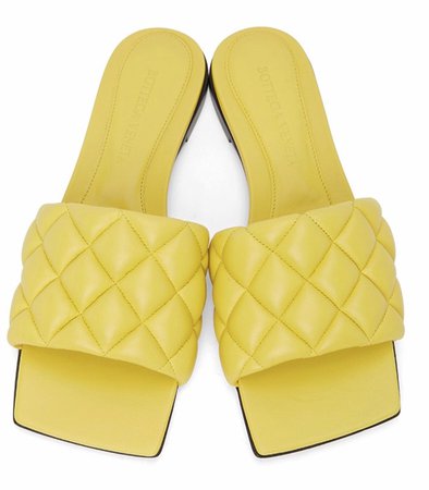 Yellow Intrecciato Padded Flat Sandals $710 USD