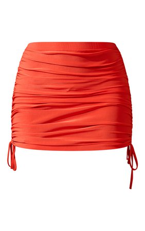 Orange Ruched Mini Skirt | PrettyLittleThing