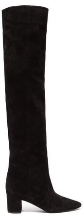 Lou Suede Over The Knee Boots - Womens - Black