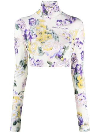 Off-White floral-print Cropped Top - Farfetch
