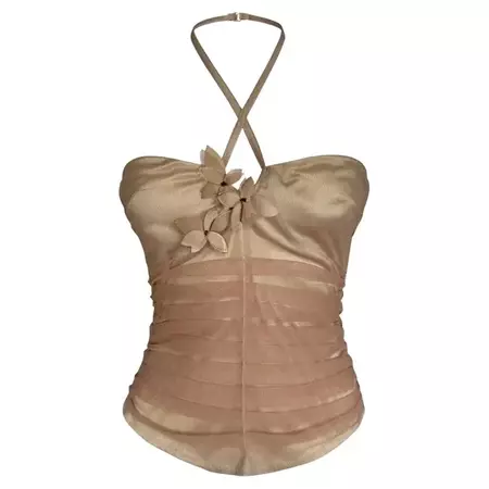 Vintage La Perla halter neck corset with flowers details For Sale at 1stDibs | corset con perlas, la perla corset, pristine corset