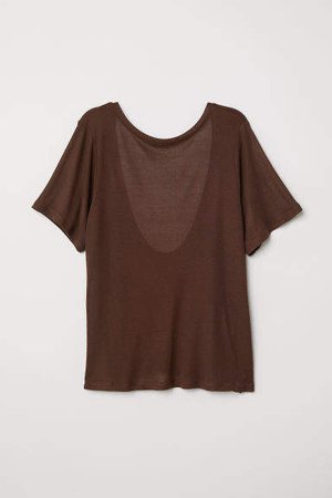 Top with Low-cut Back - Brown
