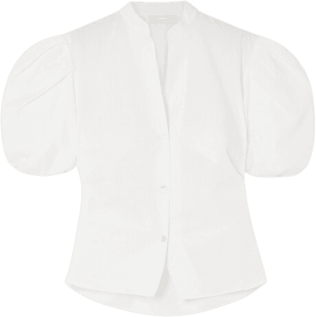 Vince cutout twisted cotton poplin blouse