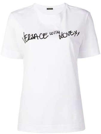 Versace 'With Love' print T-shirt - White