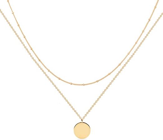 Amazon.com: MEVECCO Gold Layered Necklace,18K Gold Disc/Circle Bead Chain Dainty Elegant Simple Layer Necklace for Women: Clothing, Shoes & Jewelry