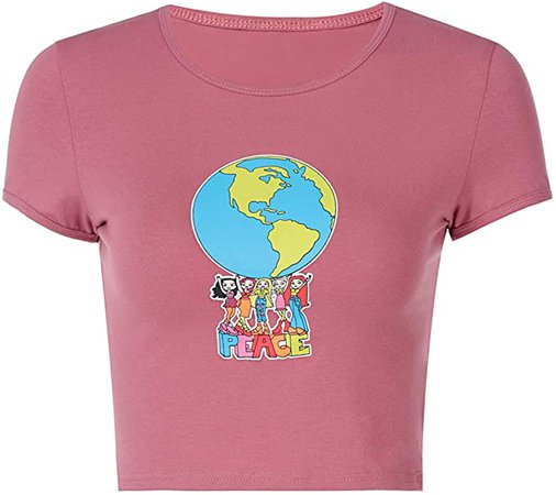 Women’s E-Girl Y2K Short Sleeve T-Shirt Graphic Print Harajuku Stitch Crop Tee Tops Summer Kawaii Kuromi Streetwear (A Black Mushroom, S) at Amazon Women’s Clothing store