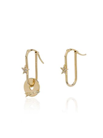 Foundrae 18kt Yellow Gold Small Fob Link Base Star And Arrow Disc Earrings - Farfetch