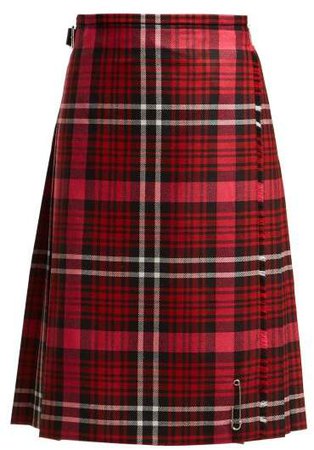 Le Kilt - Pleated 65cm Tartan Wool Kilt - Womens - Red Multi