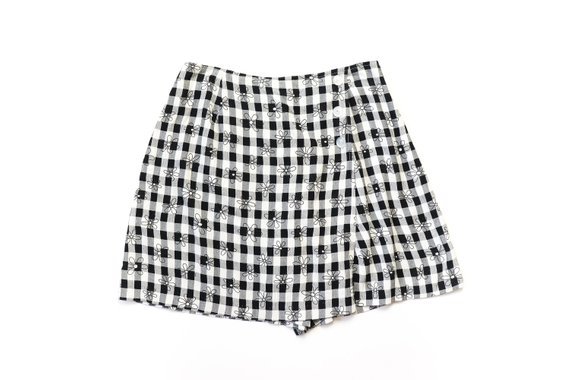 90s Floral Romper Shorts Mini Skirt 1990s Skorts Picnic Plaid | Etsy