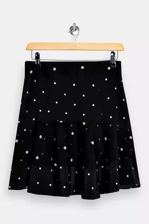 Black and White Mixed Spot Ruffle Mini Skirt | Topshop