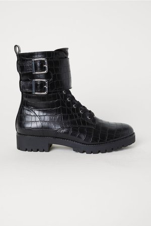 Crocodile-patterned Boots - Black/crocodile-patterned - Ladies | H&M US