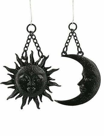 Restyle Crescent Moon & Sun Black Gothic Punk Occult Witchy Jewelry Earrings - Fearless Apparel