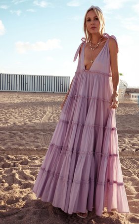 Rayleigh Tiered Cotton-Voile Maxi Dress by Innika Choo | Moda Operandi