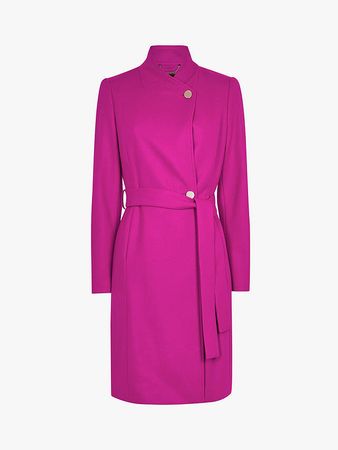 Ted Baker Skyyler Belted Wool Cashmere Coat, Hot Pink at John Lewis & Partners