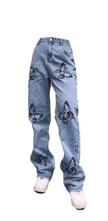 butterfly print jeans png