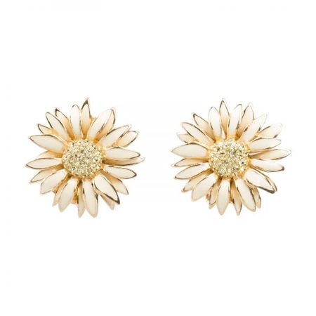 Dior - Vintage beige enamel daisy earrings - 4element
