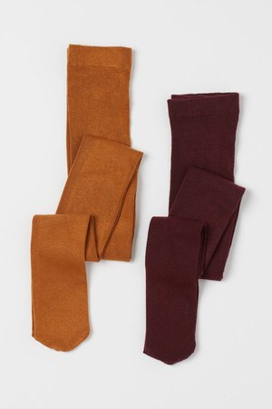 2-pack fine-knit tights - Burgundy/Mustard yellow - Ladies | H&M GB