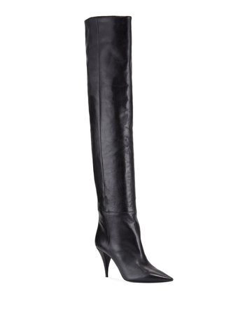 Saint Laurent Kiki Leather Over-The-Knee Boots | Neiman Marcus