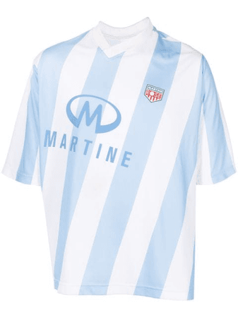 Martine Rose Striped logo-print football T-shirt